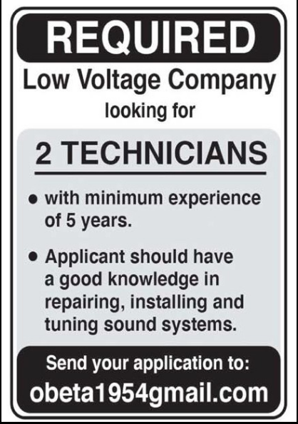 required 2 technicians